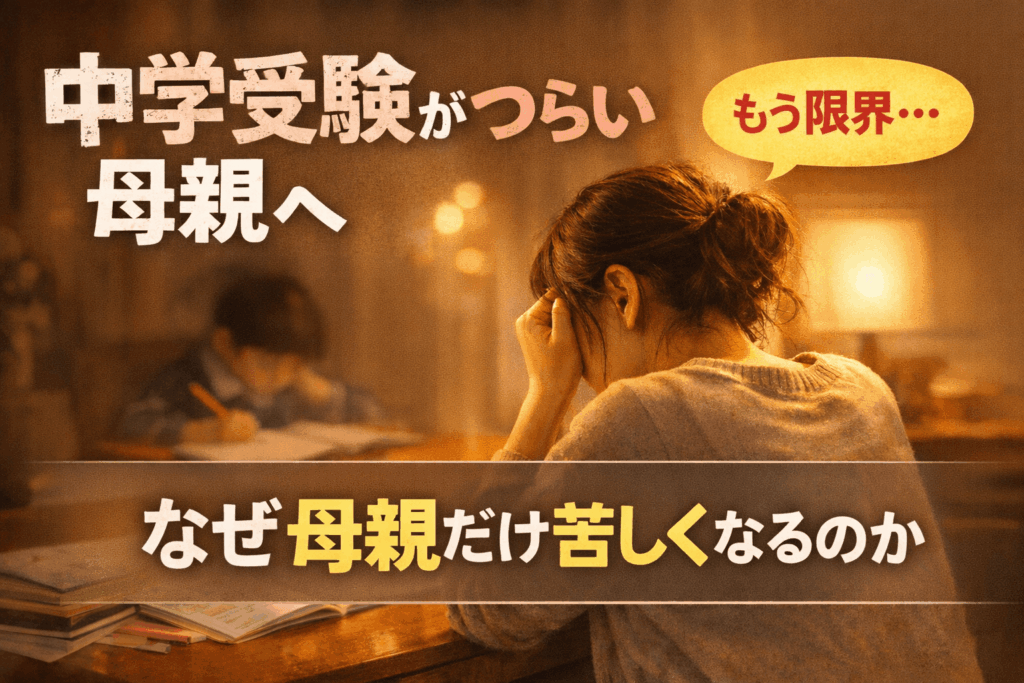 中学受験がつらい母親の心理と実体験